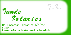 tunde kolarics business card